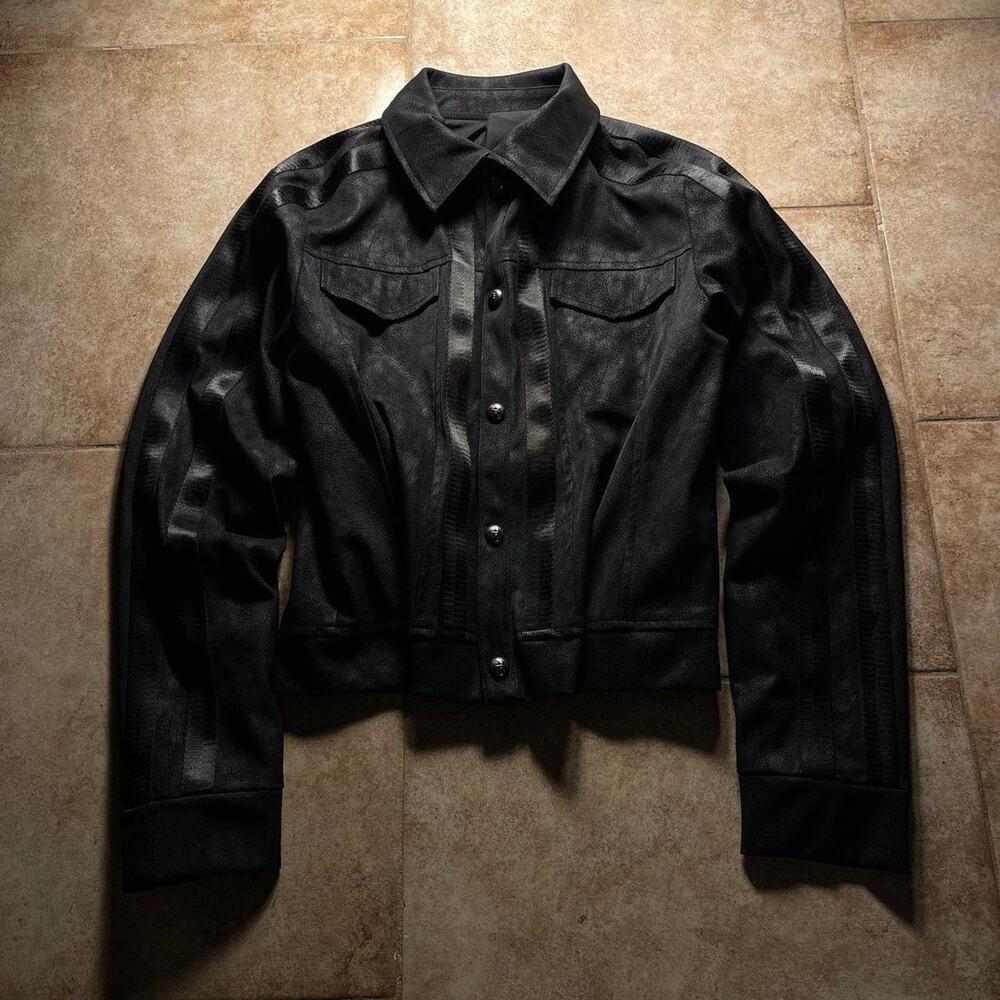 Japanese Archive Black Leather Jacket Waxed Look size L